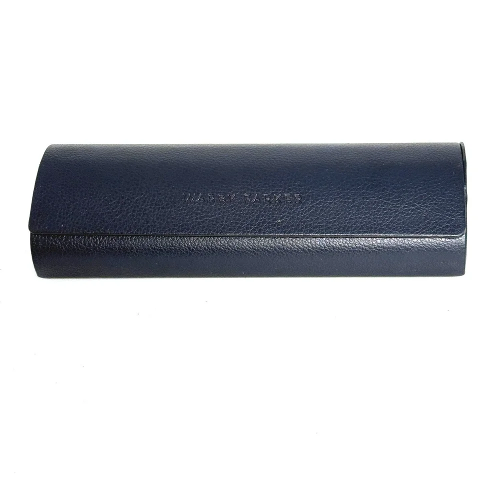 Warby Parker Navy Blue Faux Leather Hard Eyeglasses Sunglasses Case Foldable‎